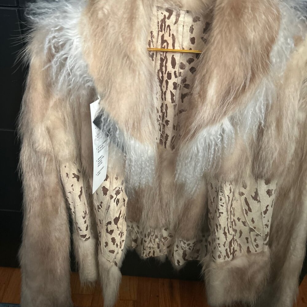 Vintage Reversible Tibetan Lamb Fur Jacket with Fringe Trim - Picture 5 of 6